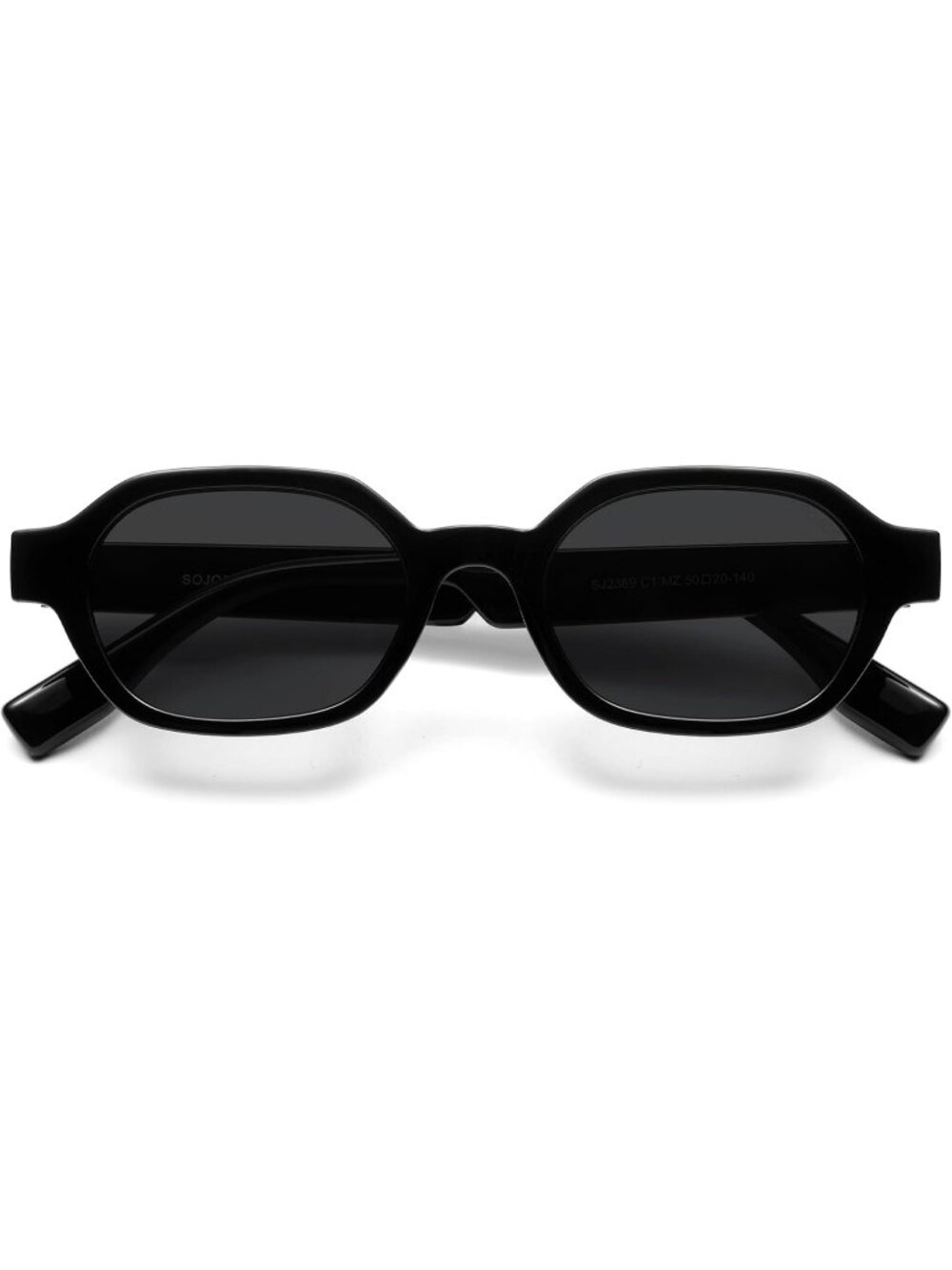 Unisex Black Carbon Retro Classic Polarized Hexagonal Rectangle Sunglasses